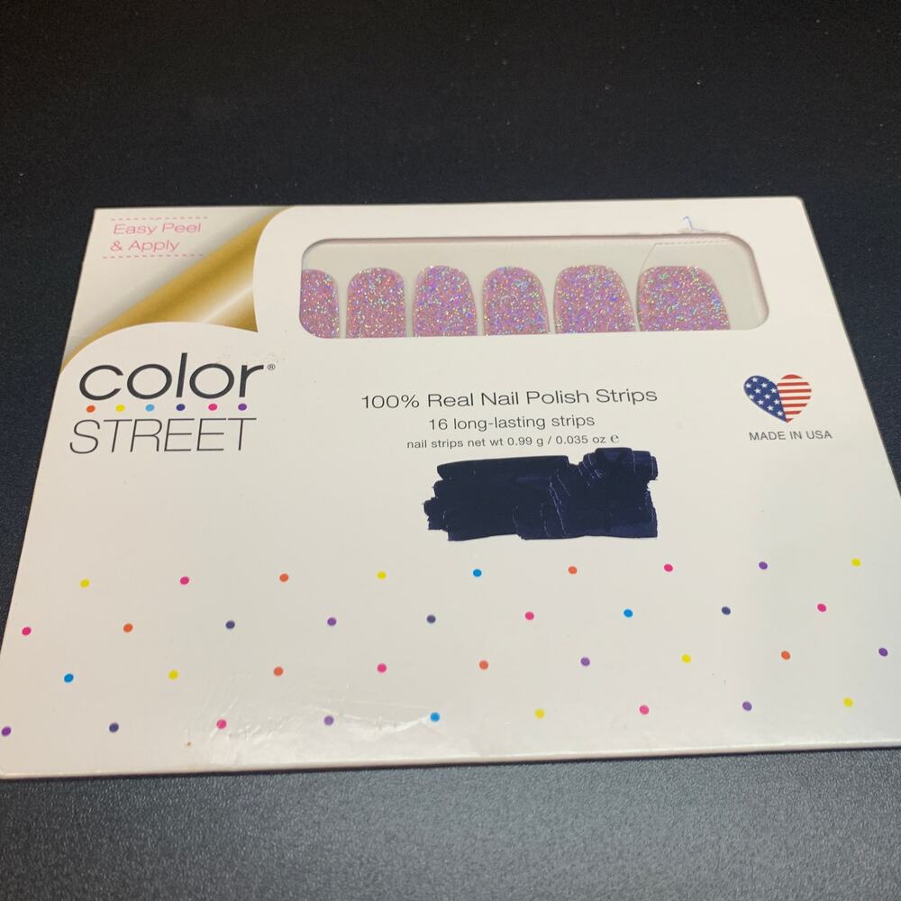 NIP Color Street GLAMSTERDAM FMG149 pink glitter nail polish strips wraps